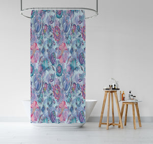 Blue Paisley Floral Shower Curtain