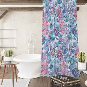Blue Paisley Floral Shower Curtain