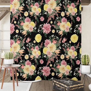 Black Floral Shower Curtain