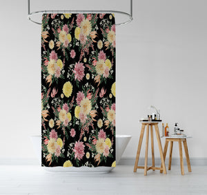 Black Floral Shower Curtain