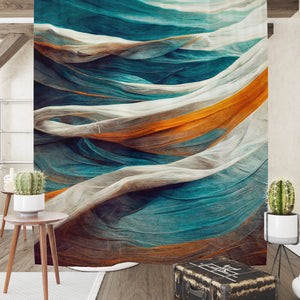 Watercolor Waves Coastal Shower Curtain