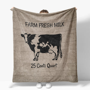 Farmhouse Sherpa Fleece Blanket Fresh Milk Cow
