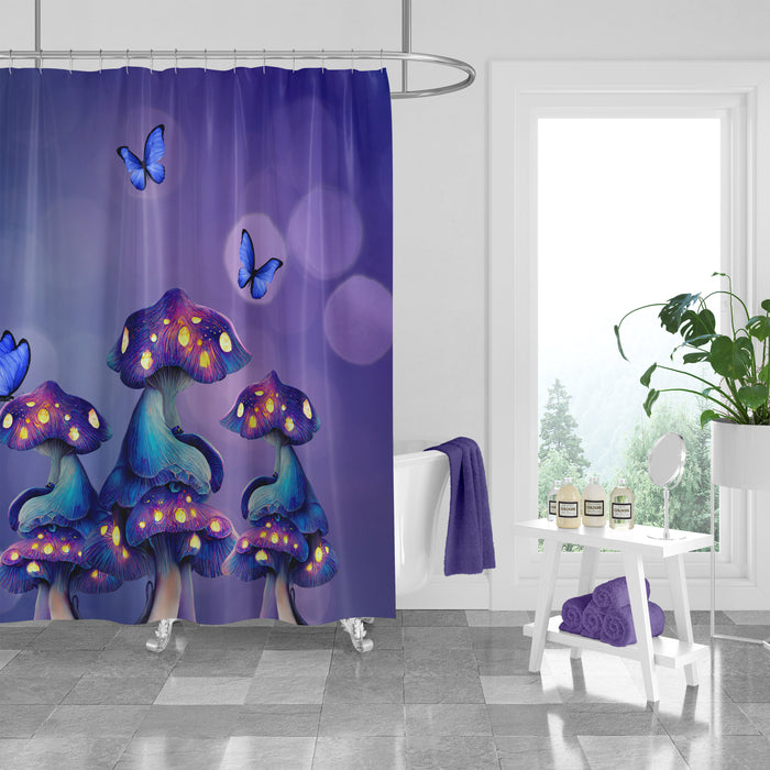 Mystic Mushrooms Shower Curtain Optional Towels and Mat