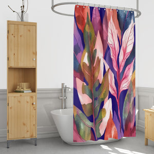 Tropical Foliage Shower Curtain Optional Towels and Mat