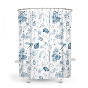 Dragonfly Floral Shower Curtain Optional Towels and Mat