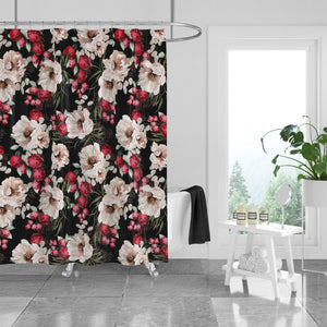 Peony Floral Shower Curtain Optional Towels and Mat