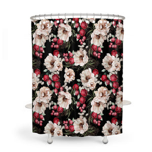 Peony Floral Shower Curtain Optional Towels and Mat