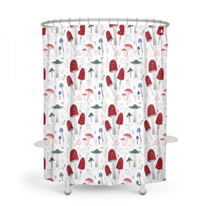 Woodland Mushrooms Shower Curtain Optional Towels and Mat
