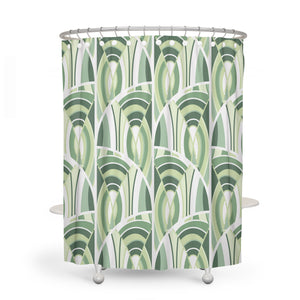 Green Modern Abstract Shower Curtain Optional Towels and Mat