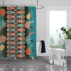Southwest Turquoise Boho Shower Curtain Optional Towels and Mat 