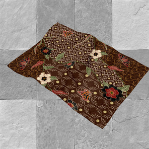 Brown Boho Floral Shower Curtain Optional Towels and Mat