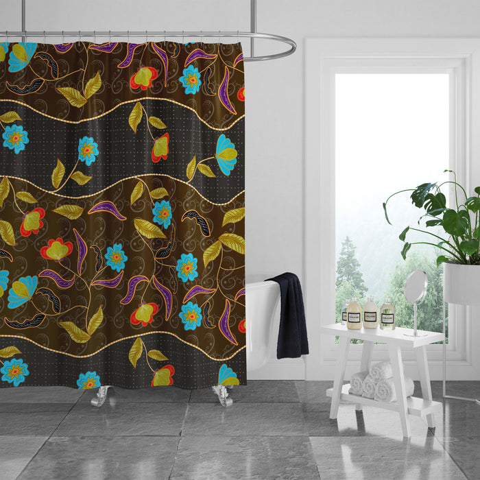 Bohemian Abstract Shower Curtain Optional Towels and Mat