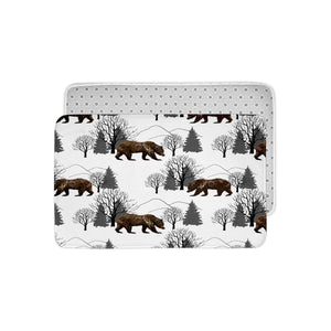 Woodland Bears and Pine Tree Shower Curtain Optional Towels and Mat