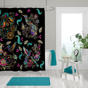 Exotic Birds Shower Curtain Optional Towels and Mat