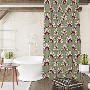 Sage Floral Shower Curtain, Bath Mat, Towel Options