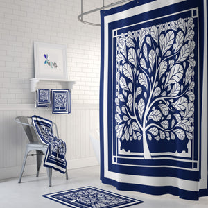 Hopes Tree Shower Curtain Optional Set Blue and White