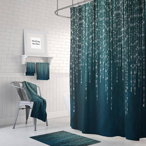 Boho Shower Curtain ,  Dark Teal, Lights and Lace