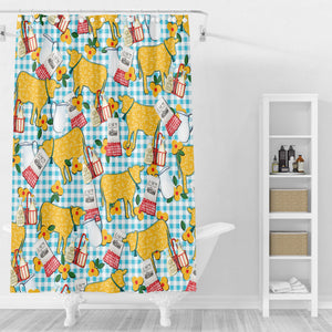  Yellow Prairie Cow Theme Shower Curtain Options Bathroom Decor