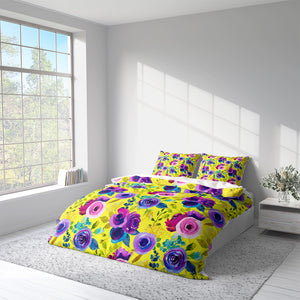 Eclectic Floral Yellow Comforter or Duvet Cover