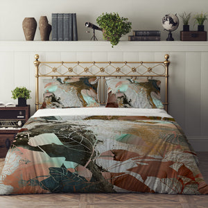 Watercolor Earth Tone Abstract Bedding Set, Reversible Comforter, Or Duvet Cover
