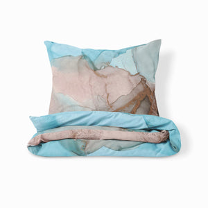 Blue Watercolor Bedding Set, Reversible Comforter, Or Duvet Cover