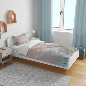 Blue Watercolor Bedding Set, Reversible Comforter, Or Duvet Cover
