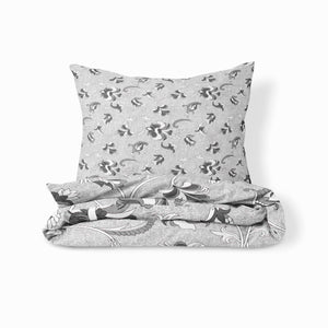 Gray Floral Bedding Set, Reversible Comforter, Or Duvet Cover