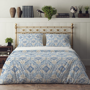 Light Blue Boho Bedding Set, Reversible Comforter, Or Duvet Cover