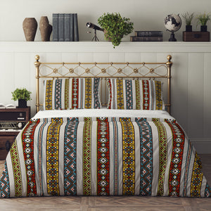Striped Boho Pattern Bedding Set, Reversible Comforter, Or Duvet Cover