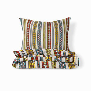 Striped Boho Pattern Bedding Set, Reversible Comforter, Or Duvet Cover