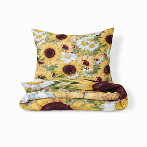 Boho Sunflower Bedding Set, Reversible Comforter, Or Duvet Cover