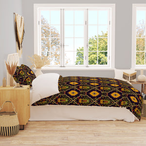 Brown Deco Pattern Bedding Set, Reversible Comforter, Or Duvet Cover