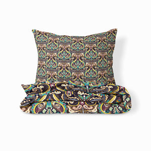 Brown Paisley Damask Bedding Set, Reversible Comforter, Or Duvet Cover