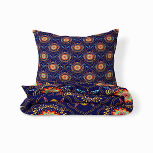 Navy Mandala Floral Bedding Set, Reversible Comforter, Or Duvet Cover