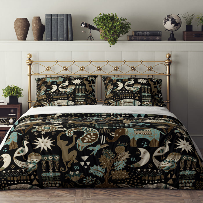 Ethnic Animal Pattern Bedding Set, Reversible Comforter, Or Duvet Cover