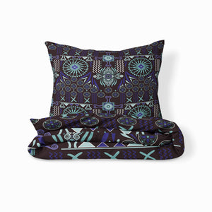 Modern Black Teal Pattern Bedding Set, Reversible Comforter, Or Duvet Cover