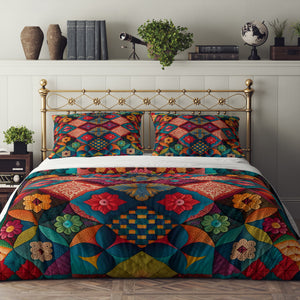Floral Patchwork Pattern Bedding Set, Reversible Comforter, Or Duvet Cover