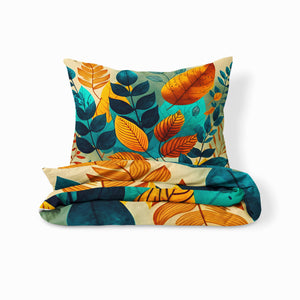 Colorful Leaf Pattern Bedding Set, Reversible Comforter, Or Duvet Cover