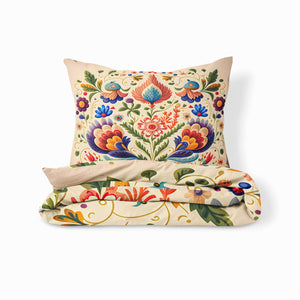 Country Tole Floral Bedding Set, Reversible Comforter, Or Duvet Cover