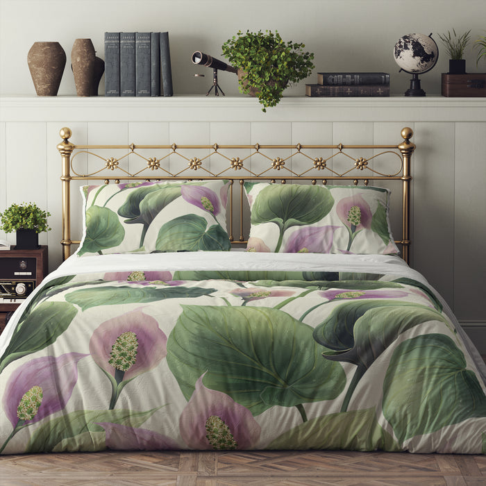 Hosta Floral Bedding Set, Reversible Comforter, Or Duvet Cover
