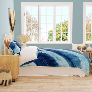 Indigo Watercolor Bedding Set, Reversible Comforter, Or Duvet Cover
