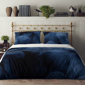 Dark Blue Indigo Watercolor Bedding Set, Reversible Comforter, Or Duvet Cover