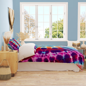 Hippie Tie Dye Pattern Bedding Set, Reversible Comforter, Or Duvet Cover