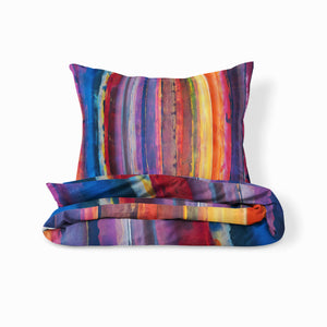 Boho Watercolor Stripes Bedding Set, Reversible Comforter, Or Duvet Cover