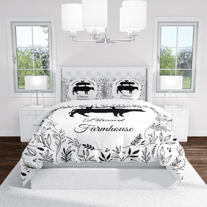 Blessed Farmhouse Bedding, Black and White
