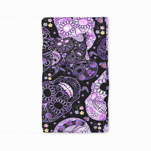 Black Purple Floral Sugar Skull Bedding