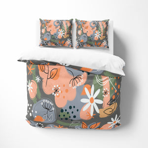 Gray Modern Floral Bedding Set