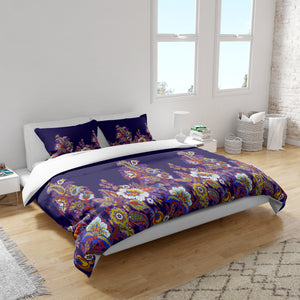 Purple Paisly Floral Comforter OR Duvet Cover Set