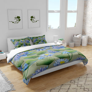 Blue Lotus Floral Comforter OR Duvet Cover Set