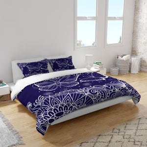 Purple Butterfly Boho Comforter OR Duvet Cover Set
